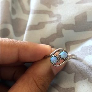 sterling silver ring with blue opal
